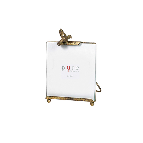 Pure Rumble Metal Gold Bird Frame Square 12x13cm
