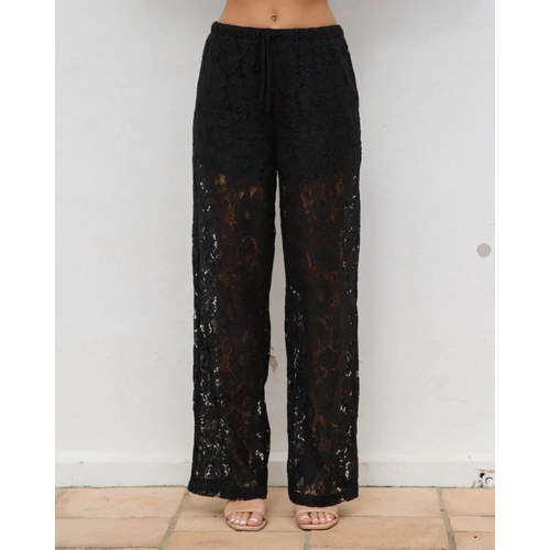 EBBY AND I Lace Straight Leg Pants - Black