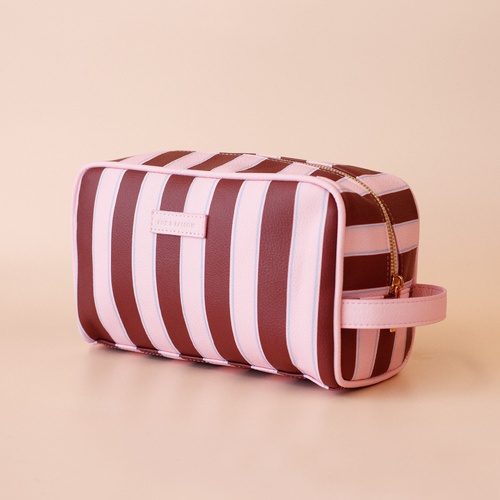 Fox & Fallow Burgundy Stripe Wash Bag